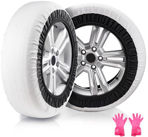 VEVOR Verdickte Schneesocken für Reifen Reifensocken aus Polyesterfaser mit elastischen Bändern, Reifenabdeckung mit Schneehaftung für Auto, SUV, Pickup und Lkw (2er-Pack) - Groß