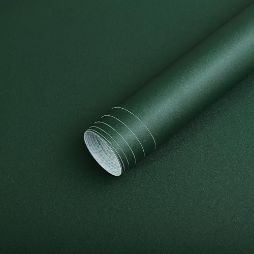 Timeet Self Adhesive Wallpaper Green Matte Blackish Green Contact Paper 40x1000cm Peel and Stick Wallpaper Waterproof Sticky Back Plastic Paper Vinyl Film for Living Room Wall Cabinets