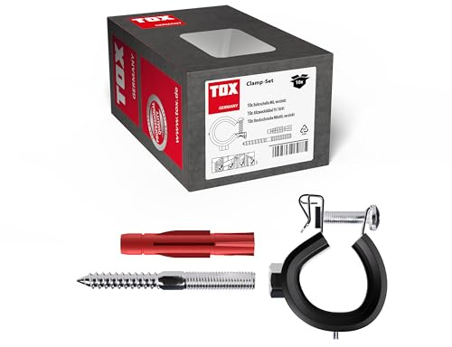 TOX Clamp-Set Rohrschelle 21-23 mm, 1/2 Zoll, 10 Stk. | Gelenkrohrschelle mit M8-Anschlussgewinde, TRI 10/61 und Stockschraube M8x80, 089101101