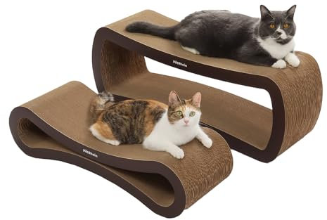 PetRhein XXL Kratzbrett für Katzen zum Spielen und Ausruhen, Verschleißfestes Kratzpapier, Hochwertige Kratzmatte,86 x 27 x32cm (Braun)