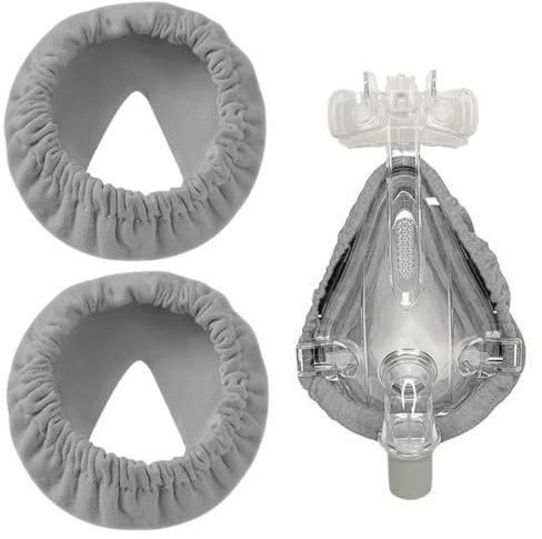 WeddHuis 2PCS Full Face CPAP-Masken-Liner,wiederverwendbare CPAP-Masken-Kissenbezüge,waschbare Maskenabdeckung,CPAP-Maskenabdeckungen,CPAP-Zubehör zur Reduzierung von Luftlecks und Blasen(Grau)