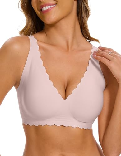 CheChury Femme Soutien Gorge sans Armature Brassiere Push Up Col en V Soutien-Gorge sans Couture Rembourré Maintien Confort Grande Taille Brassière avec Coussinets Invisible