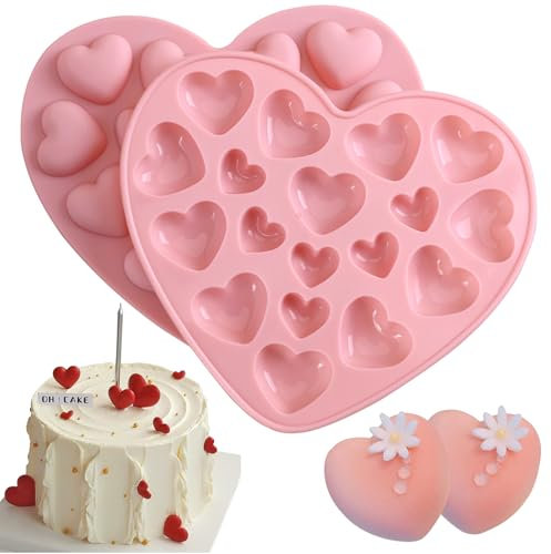 WitBicg Moule Silicone Coeur Patisserie, 2 Pièces, Pour La Préparation De Puddings, Gâteaux, Bonbons, Biscuits, Glaçons, Savon, Fudge, Cadeaux