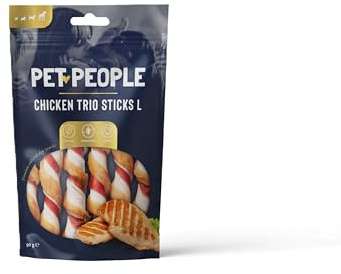 Pet People Chicken Trio Sticks L 90g, Natural, Grain Free, High Protein, Dental Care, Dog Snacks - 8pc, 90g (9 Bags)