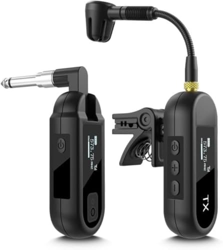 Saxophone Kabelloses Clip-On-Mikrofon, ABS-Kunststoff, 30 m Reichweite für Musikinstrumente,Wireless Empfänger und Sender für Saxophon/Trompete/Posaune/Klarinette