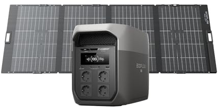 Generador Solar EF ECOFLOW Delta 3 MAX y Panel Solar bifacial de 400 W | Entrada Solar 500 W, LiFePO₄, 2048 Wh, SAI de 10 ms, estación de energía portátil para hogar, Exterior, Camping y caravanas