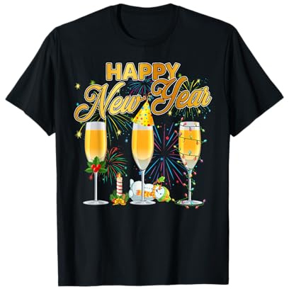 Happy New Year 2026 Verre à Champagne Feux d'artifice Nouvel an T-Shirt