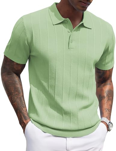 COOFANDY Camisas Polo Hombre Manga Corta Verano Casual Vacaciones Botones Tejido Elástico Golf