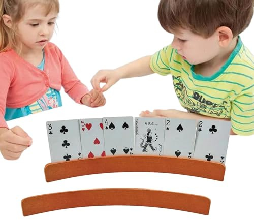 Spielkartenhalter – gebogener freihändiger Kartenhalter aus Holz, 32 x 3