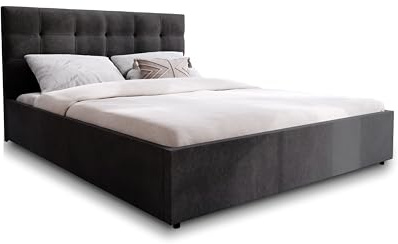 Masseno Polsterbett APE 120x200 cm, Doppelbett, Bettkasten, Stauraum, Lattenrost Und Kopfteil - Schwarz, Cosmic 100