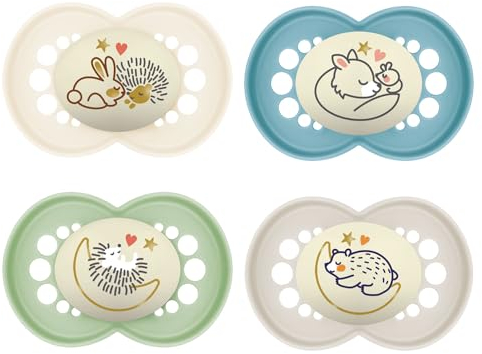 MAM Night Original SkinSoft Silikon Schnuller 6-16 // 4er Set // inkl. 2 Sterilisiertrasportboxen