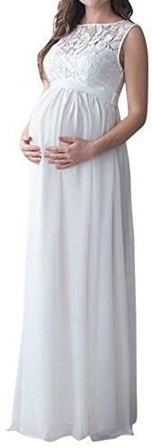 Susenstone Longue Robe De Maternité sans Manches Femme - Maxi Taille Haute Mince Robe Enceinte Grossesse Sexy De BohêMe Casual pour Femme (M, Blanc)