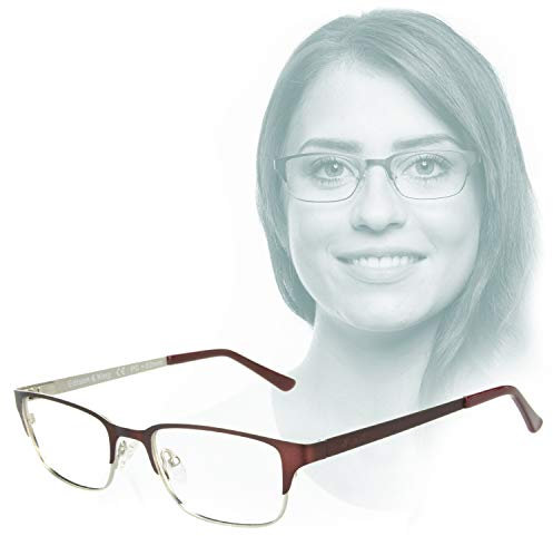 Edison & King Gafas presbicia Mujer - anti luz azul - Christales premium - „Unity“ (Rojo, +2,50 dpt)
