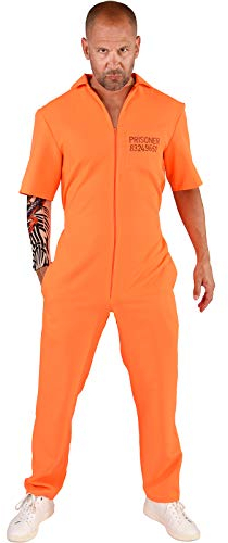 narrenkiste M219257-XS-S orange Herren Prisoner-Gauner Kostüm Overall Gr.XS-S=46-48