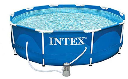 Intex 12ft Metal Frame Pool Set With Filter Pump, Pool Cover, Thermometer, Floating Chemical Dispenser, Surface Skimmer And Repair Patch -Blue 366 X 76CM