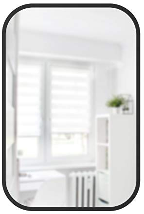 Umbra Hub Wandspiegel – Rechteckiger Spiegel für Diele, Badezimmer, Wohnzimmer und Mehr, Schwarz, 61x91 cm