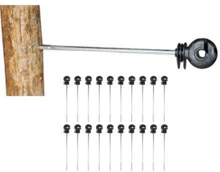 Electric Fence Insulators, 100 Pcs plastic fence insulator long Plastic Insulators Long Distance Screws Plastic Insulators Isolator Electric Fencing for All Electric Wire Fence, PP + Iron