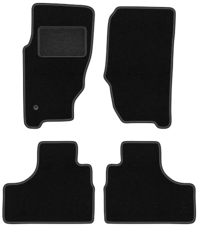 Velours-Fußmatten passend für Jeep Cherokee Liberty KJ 2002-2007, Schwarz | passend für Geländewagen; Velours-Teppich (Polypropylen), ca. 6,5 mm; rutschfest, Druckknöpfe 16 mm