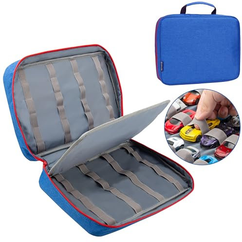 KISLANE Carrying Case for 48 Hot Wheels Cars, Kids Toy Cars Storage Case (Blue)