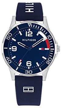 Tommy Hilfiger Montre Garçon avec Cadran Bleu, Bracelet en Silicone Bleu, Boîtier Acier Inoxydable 34mm, Lunette Aluminium, Mouvement Quartz 3 Aiguilles, Résistance à l’Eau 5 ATM - 1720016