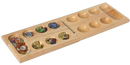 Kalaha faltbar mit Glasnuggets, Mancala Folding Set,Strategiespiel, Denkspiel, Reisespiel