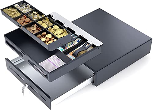 ACROPAQ Kassenschublade - Manuell Push Öffnung, Kassenlade 41 x 41 cm, Unterbau geeignet - Kasse, Cash Register, Bargeldkasse - Schwarz