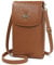HNOOM Sac Téléphone Portable Femme Portefeuille en Cuir Véritable Petit Sac à Bandoulière Sac à Main Portefeuille avec 7 Porte Carte, Pochette Portefeuille Telephone avec Bandoulière Réglable (Marron)