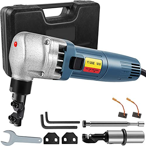 VEVOR Grignoteuse Électrique 380 W Cisaille Grignoteuse à Tôle Épaisseur 1,8 mm, 1800 tr/min Outil Professionnel de Découpe Métal & Tête de Coupe Orientable 360° pour Acier Plastique Cuivre Verre