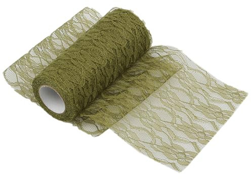 Spitze Tischläufer Tischband Tischdecke Küche Esstisch Dekoration Tischdeko für Hochzeit Geburtstage Tischdekoration Kommunion Weihnachten Herbst Braut & Baby Dusche Tabletop Dekor,Grün A 15cmx22m