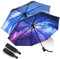 JIGUOOR 2 Pack Folding Umbrella Windproof Compact Travel, Auto Open/Close UV Protection Umbrellas w/Teflon Coating Ergonomic Handle Free Cloth Case for Mens Women (StarrySky+BlueSky)