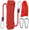 10M Corda da Arrampicata Fune di Sicurezza, 10mm Corda per Arrampicata su Roccia, Corda per Arrampicata All'Aperto con 2 Moschettone per Alpinismo, Campeggio Sportivo All'aperto, Fuga, Rosso