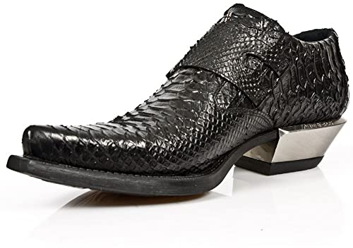 Scarpe 7934-S2 in Pelle di Pitone Goffrato con Fibbia e Tacco di Acciaio