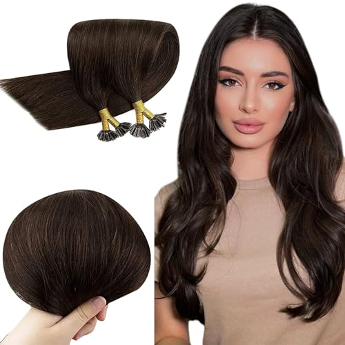 RUNATURE Extensions Echthaar Bondings Braun 30cm 50strähne Unsichtbare Bondings Extensions Echthaar Dunkelbraun Echthaar Extensions Bondings Glatt Menschliches Haar 40g #2