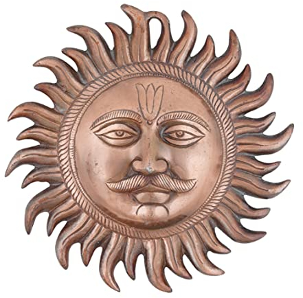 Craft Trade Kupfer Metall Wanddekoration Statue Glück Sunne Idol Vastu-Artikel für Aufhängung Dekor Wohnzimmer und Schlafzimmer- 25 cm