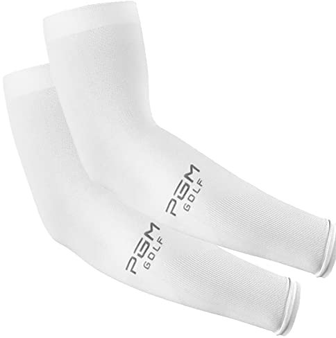 Manicotti Protezione Solare da Golf in Poliestere Protezione Solare Traspirante Gomitiere da Pallavolo Maniche per Braccia Sportivo Uomo Donna Copri Braccio da Giardinaggio,White,One Size