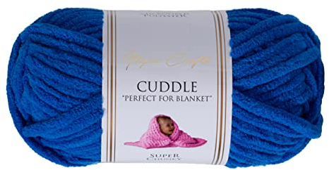 Utopia Crafts Cuddle Super Chunky Chenille Soft Yarn for Knitting and Crochet, 100g - 60m (Royal Blue)