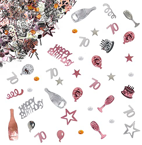 Giftota - Konfetti 70 Geburtstag Deko - 70. Geburtstag Deko - Konfetti (Roségold) - Partydekoration Geburtstag 70 - Konfetti-Dekoration für Jubiläen, Geburtstage, Partys, Tischdeko