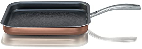 Pensofal, Padela griglia, Serie Magnifiqa®, Bistecchiera, Antiaderente, Manico in acciaio inox, 28x28 cm, Adatta All' induzione, Utilizzabile in Forno, Interno Diamante 24 carati, Esterno Effetto Rame