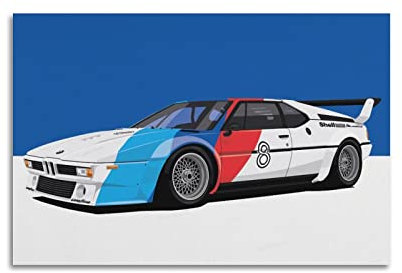 YIBIN Vintage-Poster für BMW M1 Sportwagen, Superauto-Rennauto-Poster, dekoratives Gemälde, Leinwand, Wandposter und Kunstbild, modernes Familien-Schlafzimmer, Dekoration, Poster, 20 x 30 cm