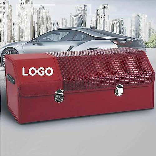 Kofferraumtasche, Kofferraum Organizer mit Dein Eigenes Auto-Logo, Rutschfester Kofferraum, strapazierfähiges Leder, Aufbewahrungsbox, Werkzeugtasche – geeignet für alle Fahrzeuge