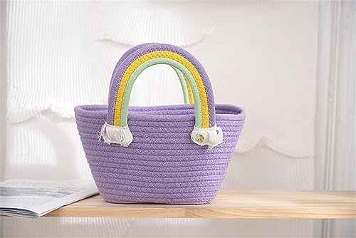 CULASIGN Aufbewahrungskorb Baumwolle,Körbe Korb Geflochten Körbe Aufbewahrung Storage Basket Aufbewahrungskörbe Geflochtener Korb für Bad Badezimmer Kinderzimmer Wickeltisch (Lila)