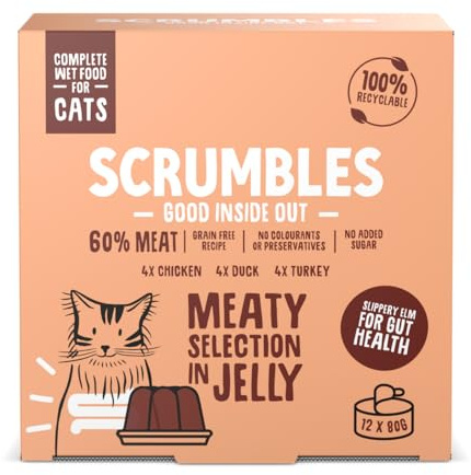 Scrumbles Natural Wet Cat Food, Meat Selection in Jelly 12x 80g