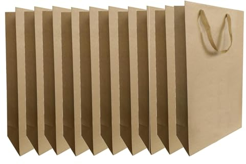 CREASTYL Ludi-Vin Lot de 10 Sacs en Papier Kraft écru sans fenêtre pour 2 Bouteilles de vin