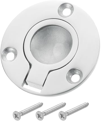 QUARKZMAN Einbau-Ringgriff, 1 Stück 50 mm - Runder versenkbarer Türgriff aus 316-Edelstahl mit Schraube, versteckter Türverschluss für Marine-Yacht-Möbel