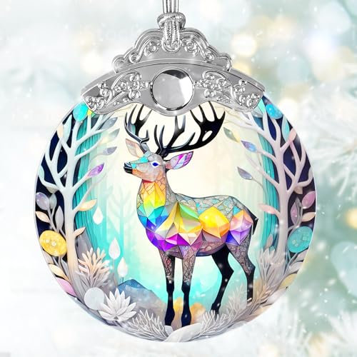 Buntglas Sonnenfänger Jocidea Hirsch Ornament Weihnachtsschmuck Urlaub Ornamente Weihnachtsbaum Dekor Hirsch Dekor für Zuhause Hirsch Geschenke