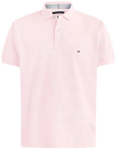 Tommy Hilfiger Polo à manches courtes en piqué de coton pour homme Coupe droite Collection 2024, rose clair, Taille M