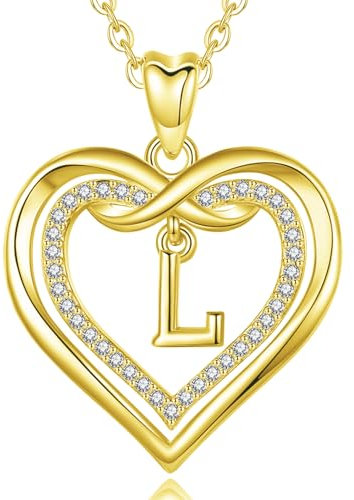AEONSLOVE Kette mit Buchstaben L Kupfer Gold Herz Buchstaben Anhänger Halskette Damen mit Buchstaben Kette mit Namen Frauen Mädchen Initialen Alphabet Schmuck Geschenk Letter Necklace