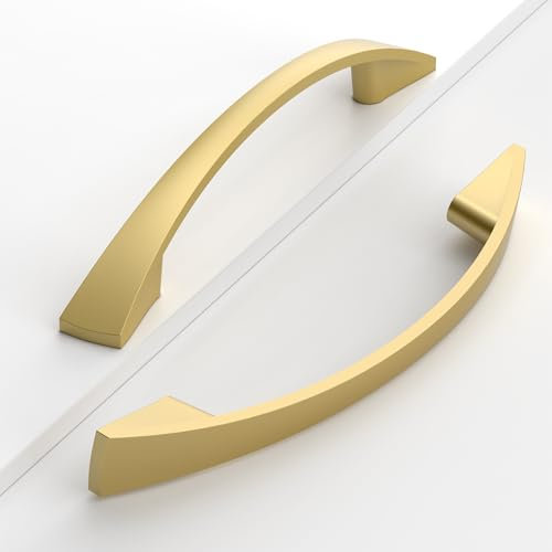 Coinkoly 10 Stück Möbelgriffe Brushed Gold 96 mm Lochabstand Möbelgriffe Griffe Schrankgriffe Küchengriffe Schubladengriffe Kleiderschrank Türgriffe CK-EU0013