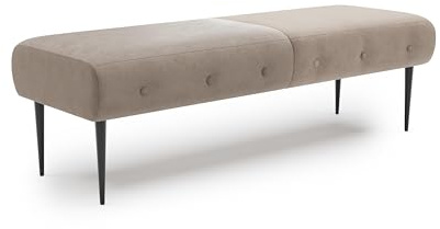 CAVADORE Sitzbank Amba, Trendige Polsterbank 2,5-sitzig für Küche, Esszimmer oder Wohnküche / Küchenbank passend zum 2,5-Sitzer Amba / 139 x 52 x 54 / Flachgewebe: Hellbraun