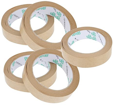 FUNOMOCYA 5stücke Kraft-papier-klebebänder Wasserfest Stark Klebendes Gummiertes Verpackungspapier-klebebänder Mit Lösungsmittel Und Ölbeständigkeit Für Bastelarbeiten Und Befestigungszwecke